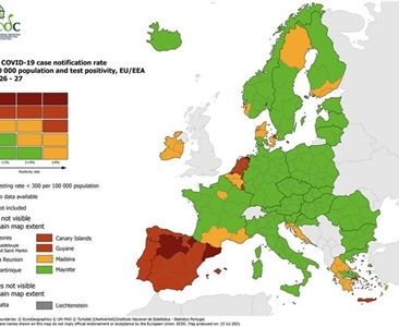 Chorvatsko je na evropské mapě oranžové