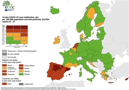 Chorvatsko je na evropské mapě oranžové