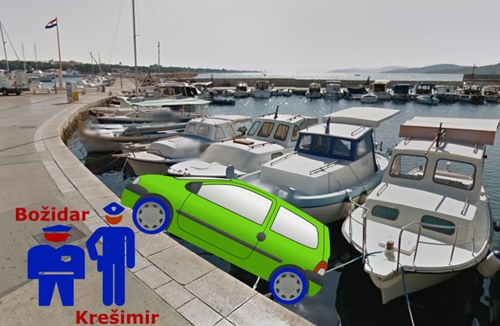 Bouračka Renaultu s rybářskou lodí a policejní ptydepe