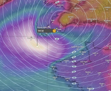 100 uzlů větru v kanálu La Manche