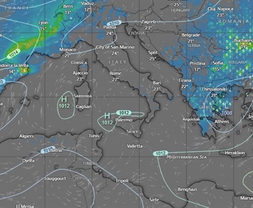 Námořní počasí ve Středomoří 4.6.2026, výhled na 72 hodin