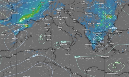 Námořní počasí ve Středomoří 4.6.2026, výhled na 72 hodin