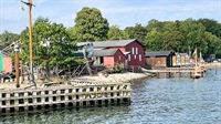 Tradiční loděnice v přístavu Gammel poblíž Nyhavenu v Middelfartu na Fynu